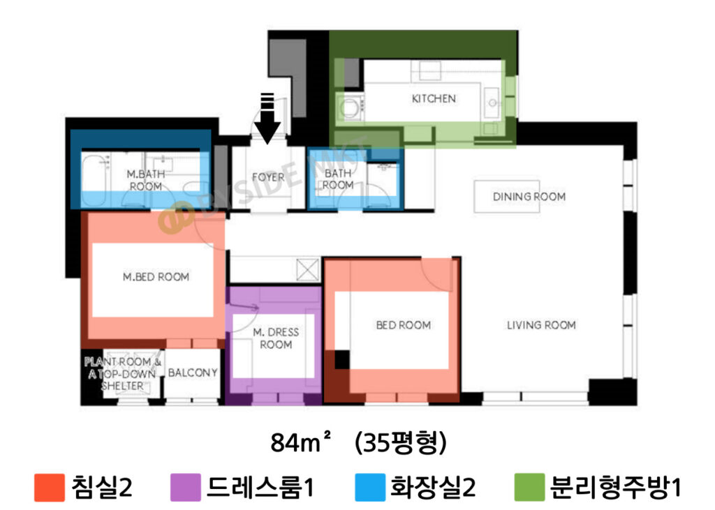 브라이튼여의도 84타입 35평형 평면도